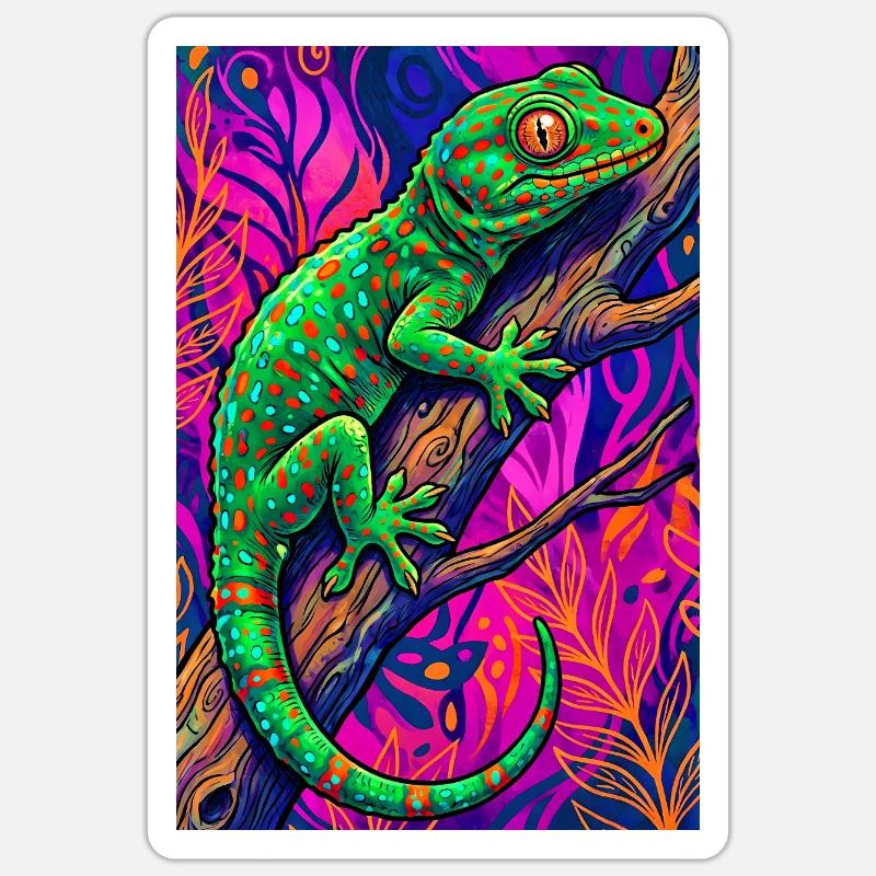 Gecko - Sticker taille S (10 x 10 cm) - blanc mat