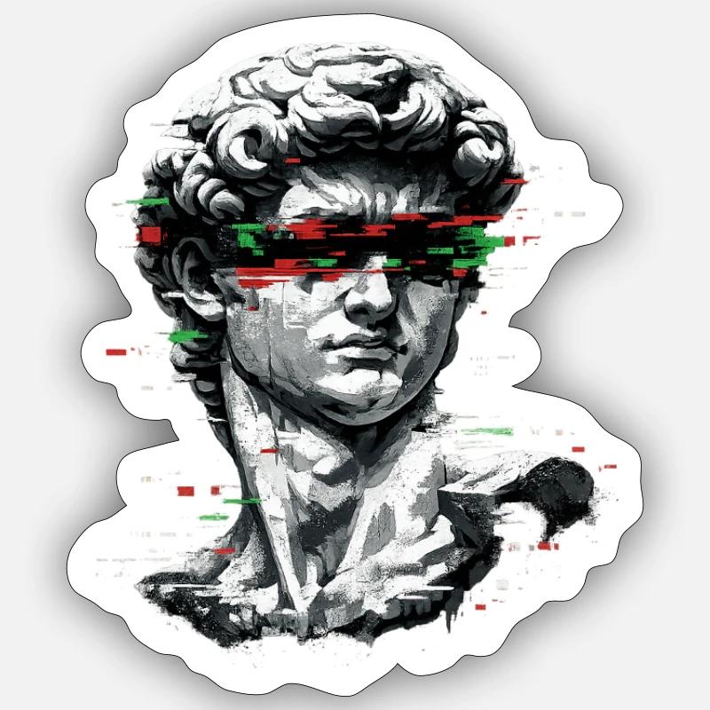 Bust Glitch Barock - Sticker Größe S (10 x 10 cm) - Mattweiß