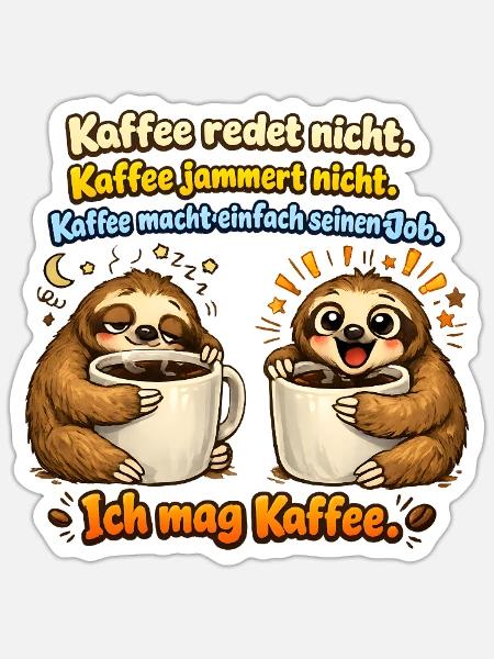 Kaffee Redet Nicht Kaffee Jammert Nicht - Sticker Größe S (10 x 10 cm) - Mattweiß