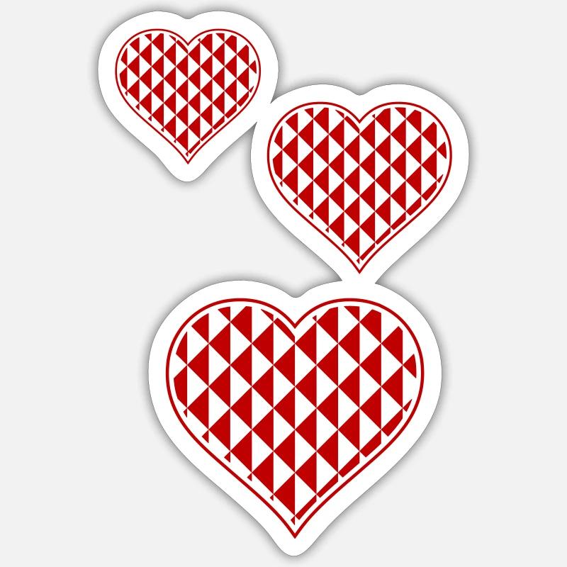 Geometric Hearts Pattern Red - Sticker size S (10 x 10 cm) - white matte