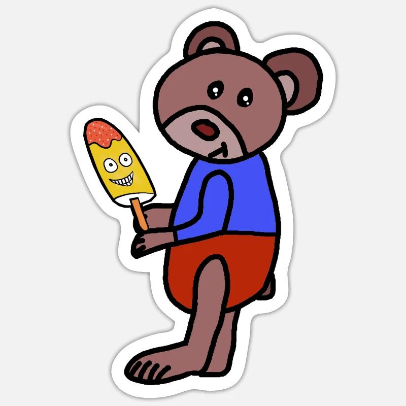 Bär Teddy  Eiskrem  Eis Kind Sticker Größe S (10 x 10 cm)