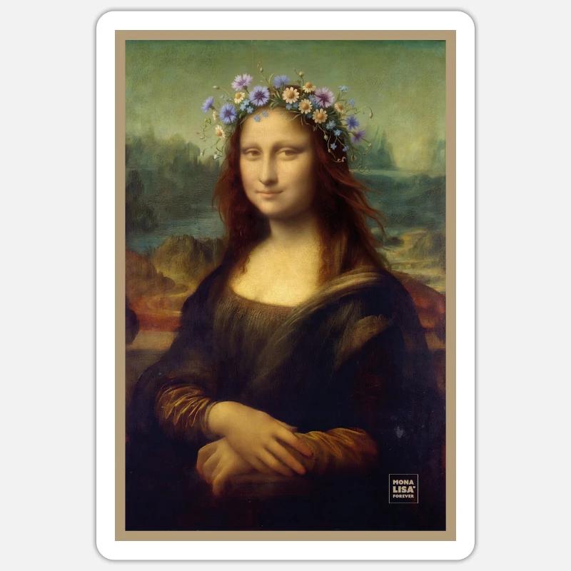 Mona Lisa Blumenkrone Sticker Größe S (10 x 10 cm)