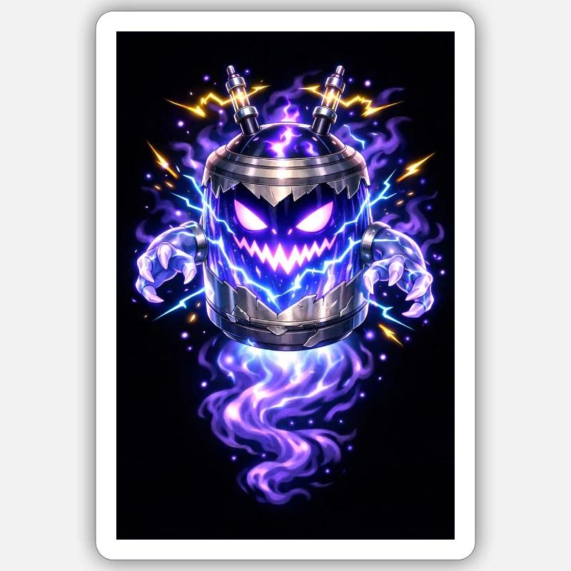 Blitzkürbis Dämon - Sticker Größe S (10 x 10 cm) - Mattweiß