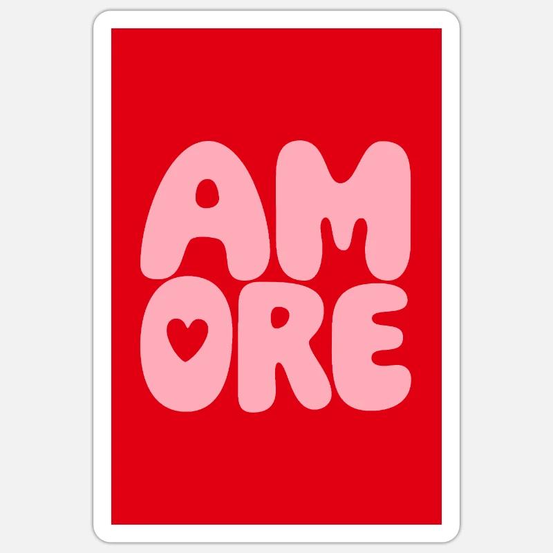 Amore Retro Bubblenschrift - Sticker Größe S (10 x 10 cm) - Mattweiß