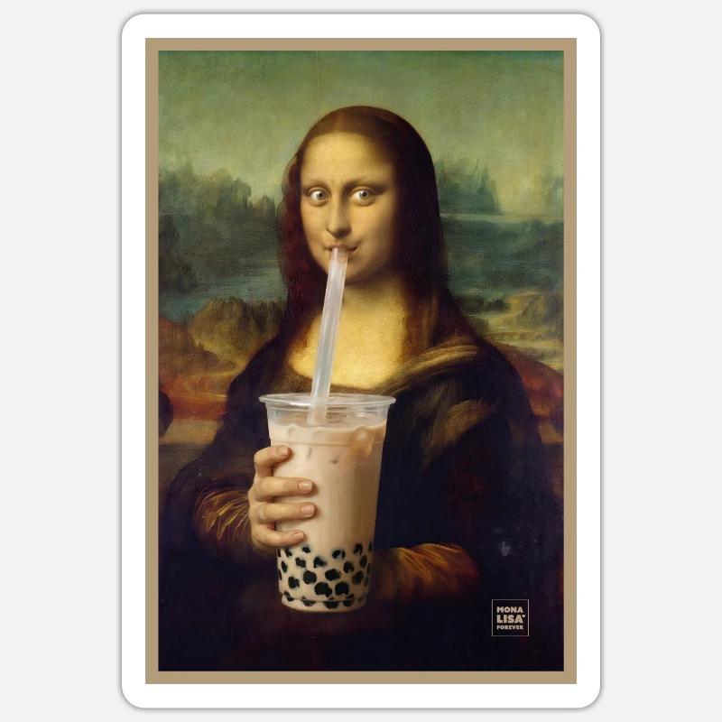 Mona Sip Bubble Tea Porträt Sticker Größe S (10 x 10 cm)