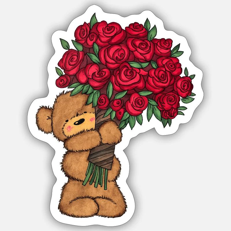 Baer_Blumen - Sticker taille S (10 x 10 cm) - blanc mat