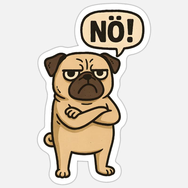 Pug Dog Nope Statement - Sticker size S (10 x 10 cm) - white matte
