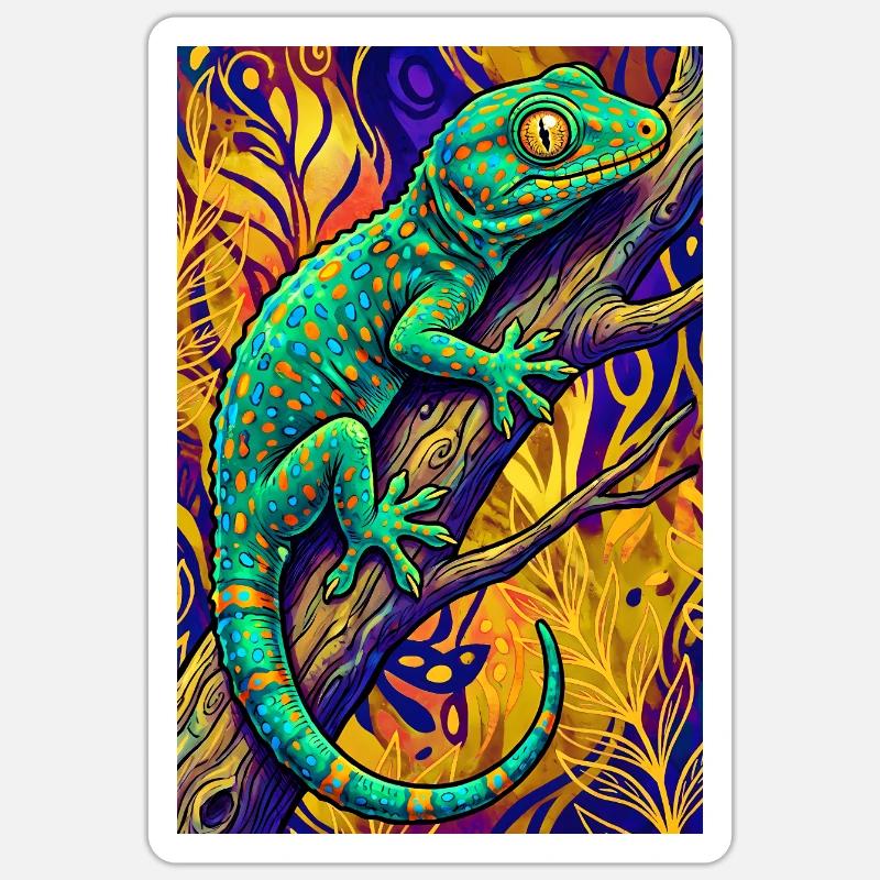 Gecko - Sticker taille S (10 x 10 cm) - blanc mat