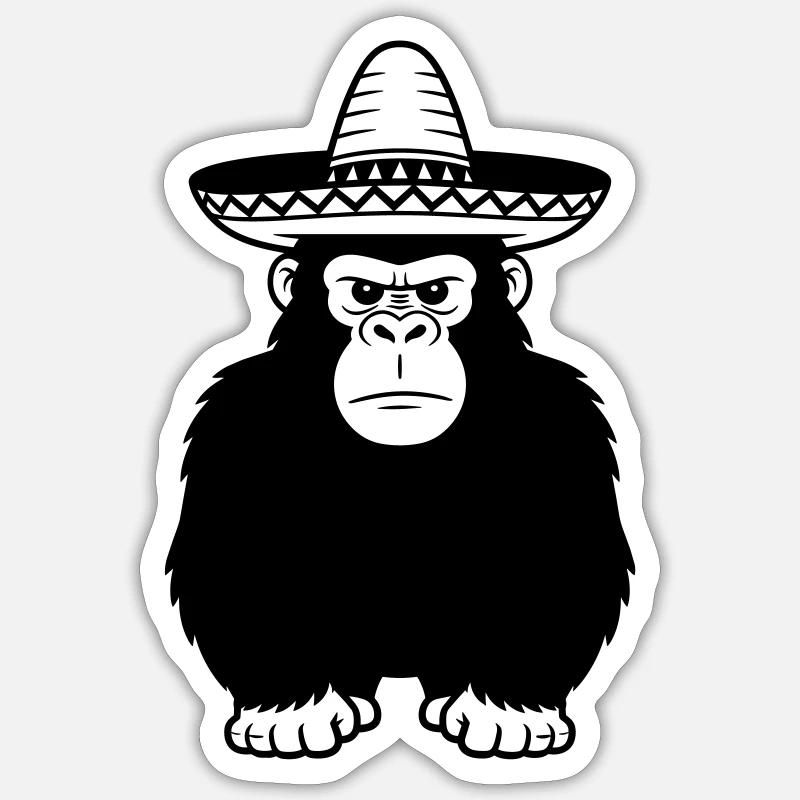 gorilla sombrero - Sticker size S (10 x 10 cm) - white matte