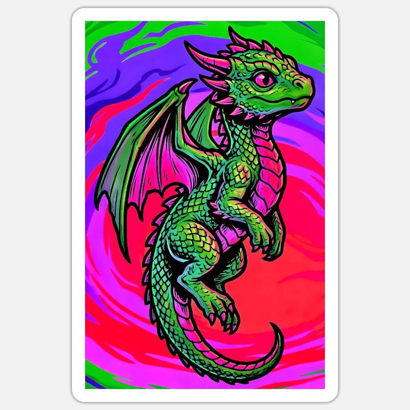 dragon - Sticker taille S (10 x 10 cm) - blanc mat