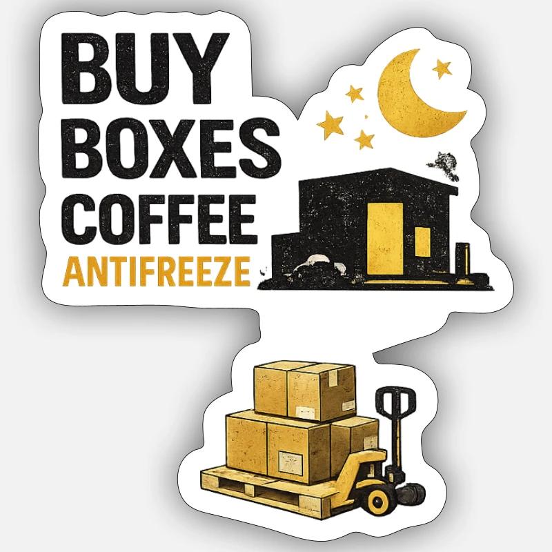 Nachtschicht-Boxen Kaffee-Antikühlmittel - Sticker Größe S (10 x 10 cm) - Mattweiß
