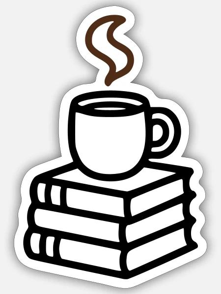 Bücher Kaffeetasse Lesen Buchclub Leseratte - Sticker Größe S (10 x 10 cm) - Mattweiß