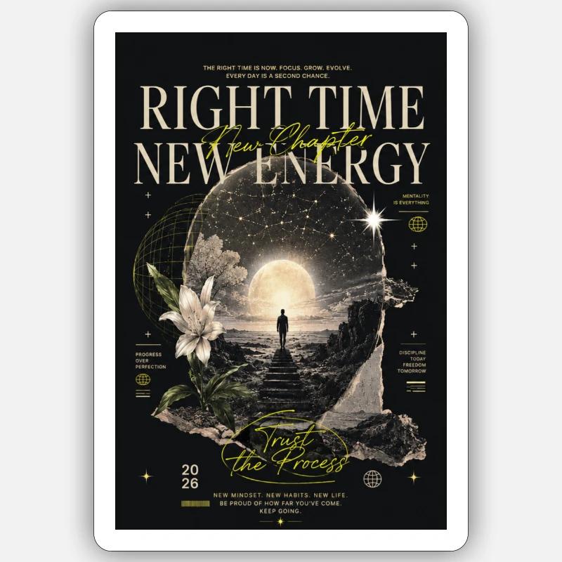 Right Time Neue Energie - Sticker Größe S (10 x 10 cm) - Mattweiß