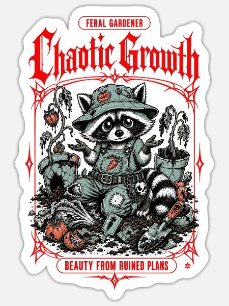 Feral Gardener Organic Gardening - Sticker Größe S (10 x 10 cm) - Mattweiß