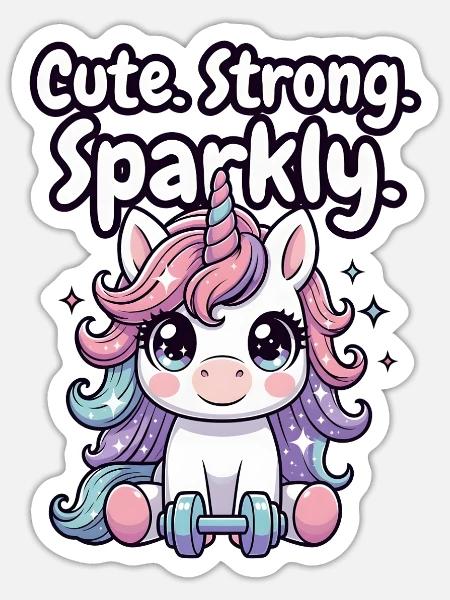 Unicorn Fitness Sparkle - Sticker Größe S (10 x 10 cm) - Mattweiß