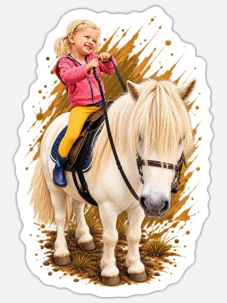 Felina auf weißem Pferd - Sticker Größe S (10 x 10 cm) - Mattweiß