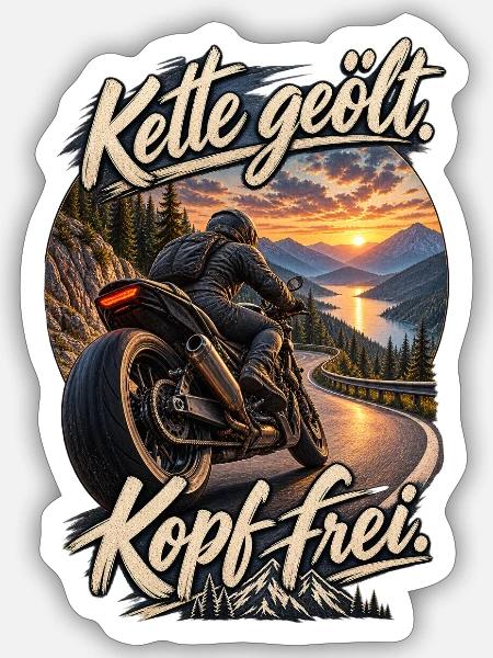Kette geölt, Kopf frei - Sticker Größe S (10 x 10 cm) - Mattweiß