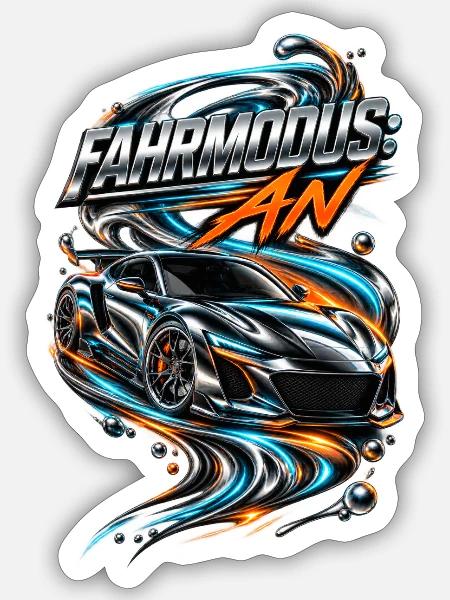 Fahrmodus: An - Sticker Größe S (10 x 10 cm) - Mattweiß
