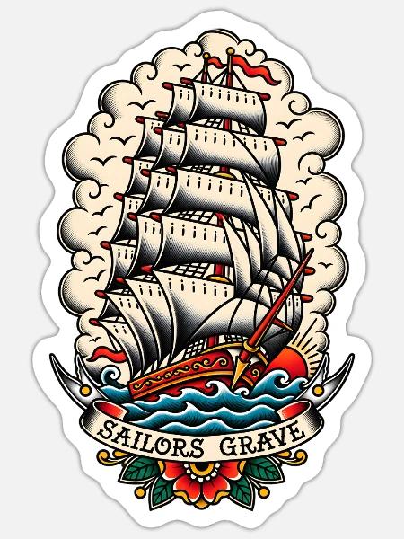 Schiff - Sticker Größe S (10 x 10 cm) - Mattweiß