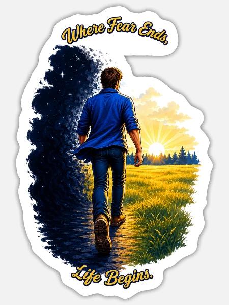 Where Fear Ends, Life Begins - Sticker Größe S (10 x 10 cm) - Mattweiß