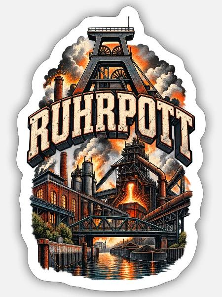 Ruhrpott – Zeche, Stahl und Industriekultur - Sticker Größe S (10 x 10 cm) - Mattweiß
