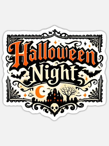 Halloween Night Schriftzug - Sticker Größe S (10 x 10 cm) - Mattweiß