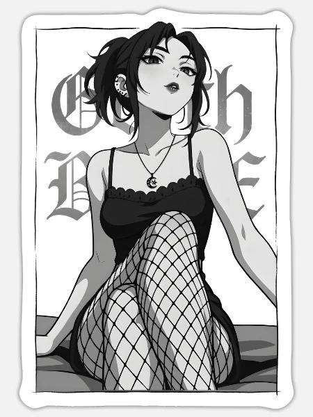 Gothic Silhouette Schwarzweiß - Sticker Größe S (10 x 10 cm) - Mattweiß