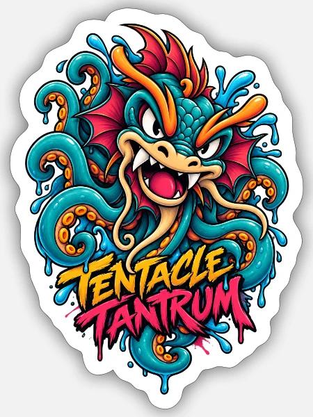 Tentakel-Wutantra-Drache - Sticker Größe S (10 x 10 cm) - Mattweiß