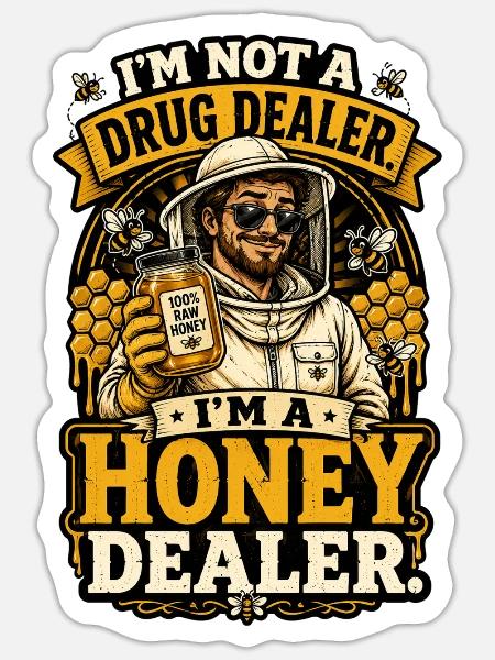 Honey Dealer Beekeeper - Sticker Größe S (10 x 10 cm) - Mattweiß
