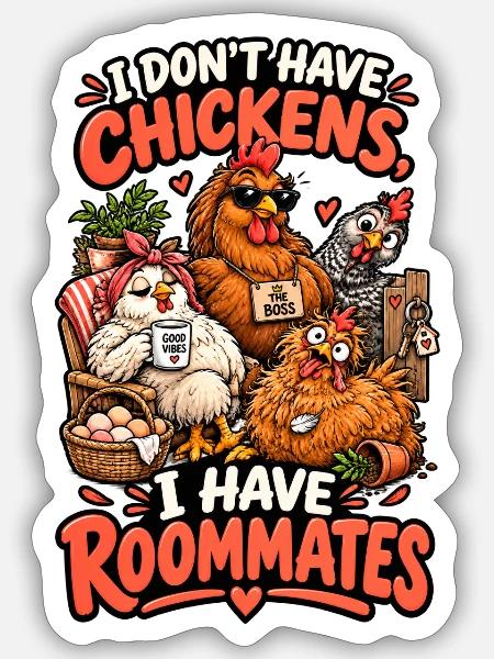 Chicken Owner Roommates - Sticker Größe S (10 x 10 cm) - Mattweiß