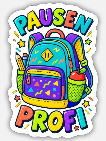 Pausenprofi Schulranzen Einschulung - Sticker Größe S (10 x 10 cm) - Mattweiß