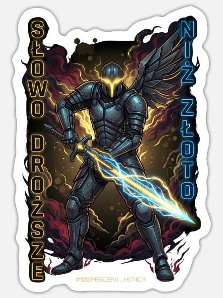 Cyber-Ritter-Ehre - Sticker Größe S (10 x 10 cm) - Mattweiß