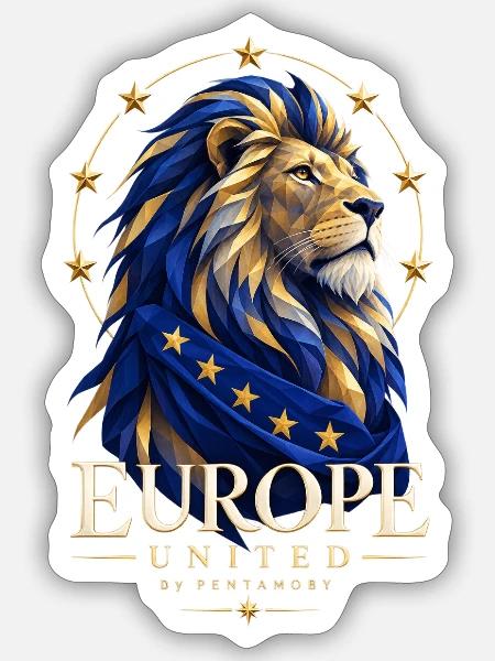 Löwe der EU in Blau-Gold - Sticker Größe S (10 x 10 cm) - Mattweiß