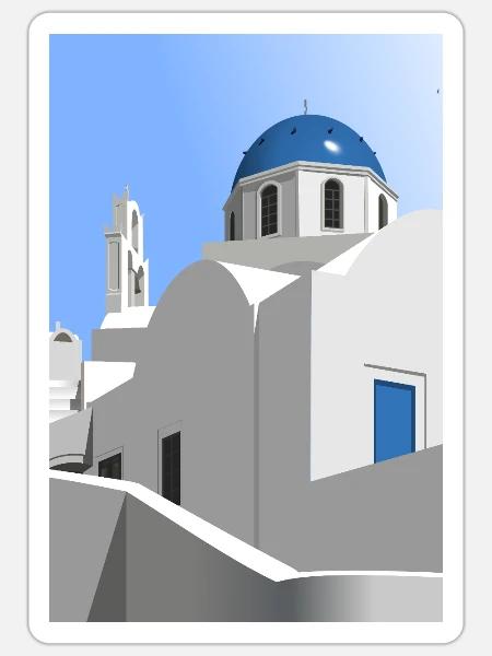 Santorini - Sticker Größe S (10 x 10 cm) - Mattweiß