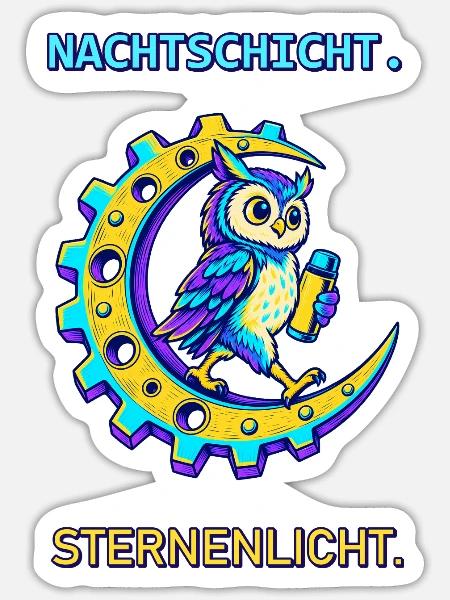 Nachtschicht Sternenlicht - Sticker Größe S (10 x 10 cm) - Mattweiß