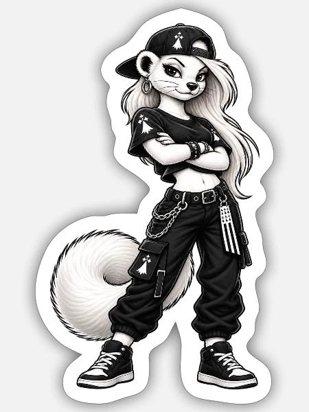Coole Frau, Hermine - Sticker Größe S (10 x 10 cm) - Mattweiß
