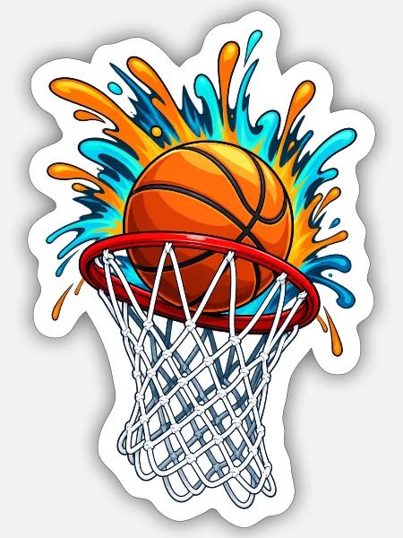 Basketball Splash Burst - Sticker Größe S (10 x 10 cm) - Mattweiß