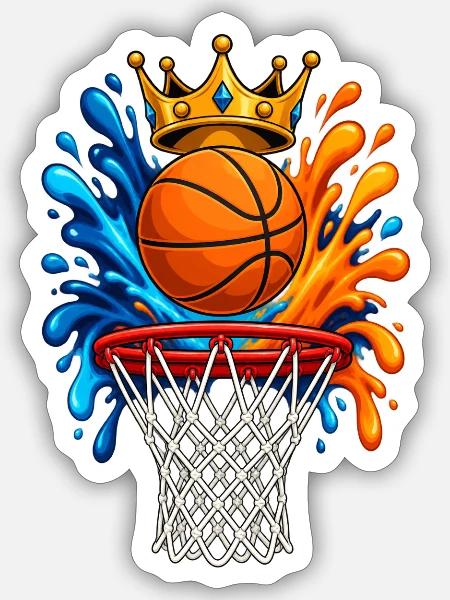 Basketball-Krone - Sticker Größe S (10 x 10 cm) - Mattweiß