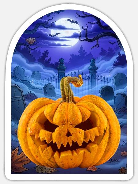 Halloween Pumpkin - Sticker Größe S (10 x 10 cm) - Mattweiß