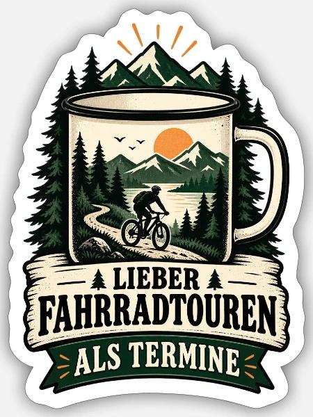 Lieber Fahrradtouren als Termine - Sticker Größe S (10 x 10 cm) - Mattweiß