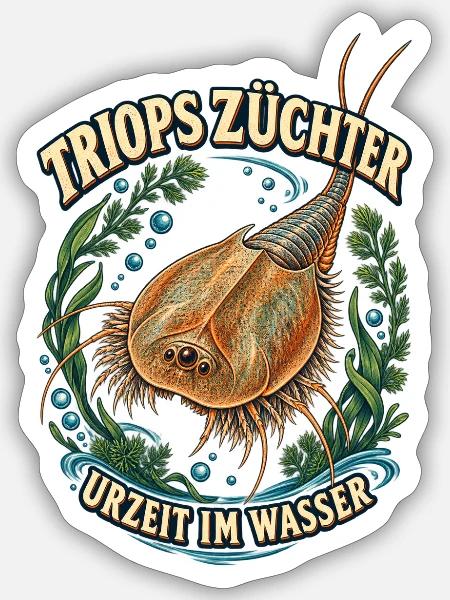 Triops Züchter – Urzeit im Wasser - Sticker Größe S (10 x 10 cm) - Mattweiß
