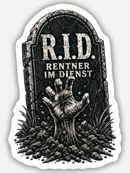 Rentner im Dienst - Sticker Größe S (10 x 10 cm) - Mattweiß