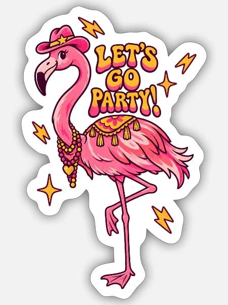 Flamingo-Party-Motiv - Sticker Größe S (10 x 10 cm) - Mattweiß