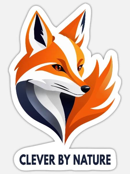 Clever by Nature – Fuchs - Sticker Größe S (10 x 10 cm) - Mattweiß