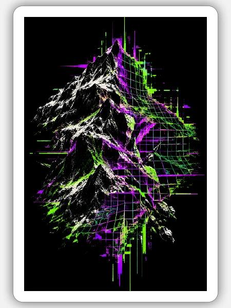 Landschaft über Landkarte - Sticker Größe S (10 x 10 cm) - Mattweiß