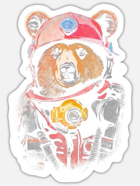 Feuerwehrbär - Sticker Größe S (10 x 10 cm) - Mattweiß