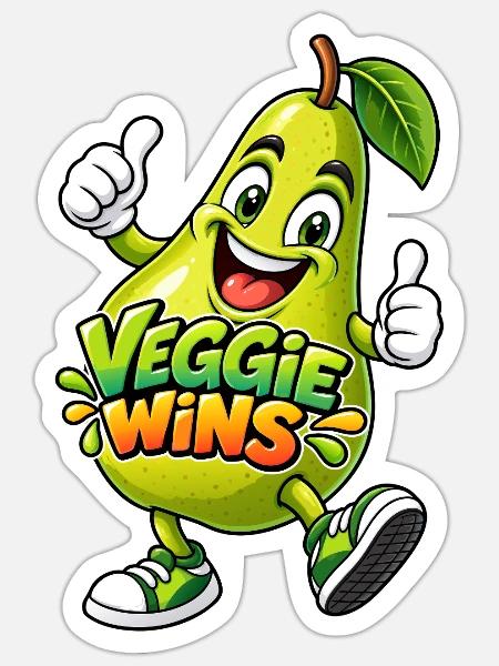 Veggie Wins Birne - Sticker Größe S (10 x 10 cm) - Mattweiß