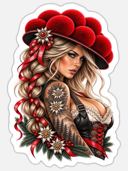 Alpine Queen – Wilde Schwarzwald Schönheit - Sticker Größe S (10 x 10 cm) - Mattweiß