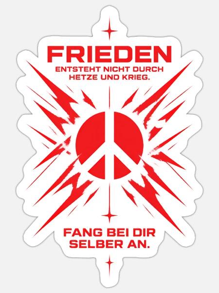 Rotes Friedenssymbol mit Explosionsgrafik - Sticker Größe S (10 x 10 cm) - Mattweiß