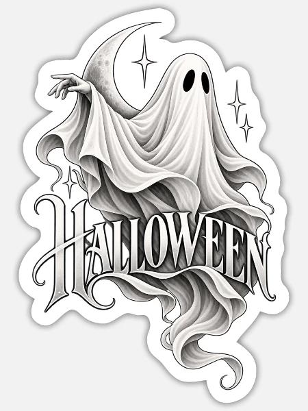 Geisterhafte Halloween-Schriftkunst - Sticker Größe S (10 x 10 cm) - Mattweiß